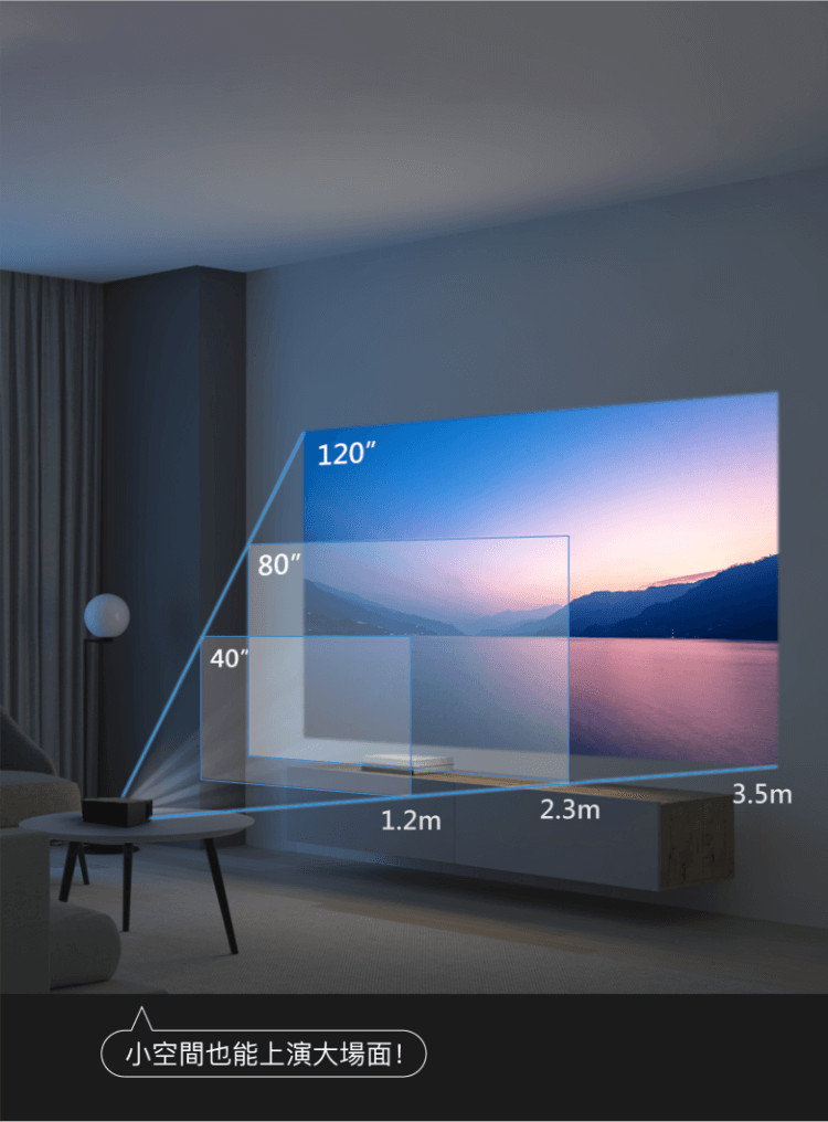 大畫面，可達120吋。
