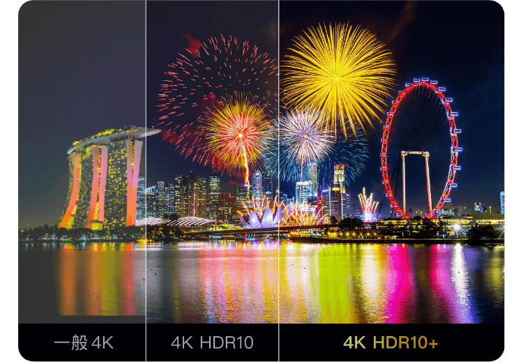 新一代HDR10+，亮暗對比清晰。